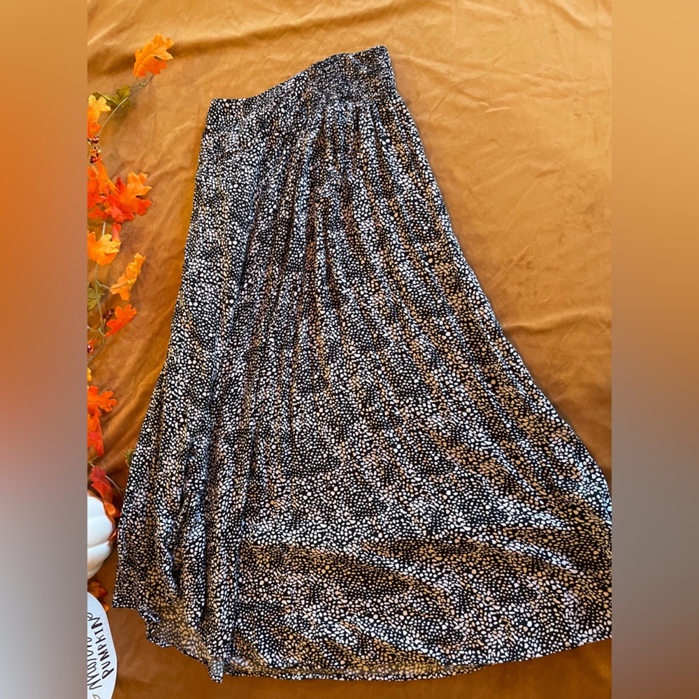 Black and White Patterned Wrap Skirt